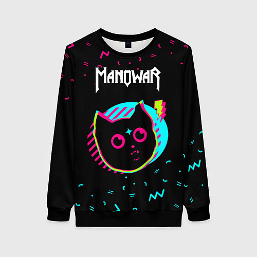 Женский свитшот Manowar - rock star cat / 3D-Черный – фото 1