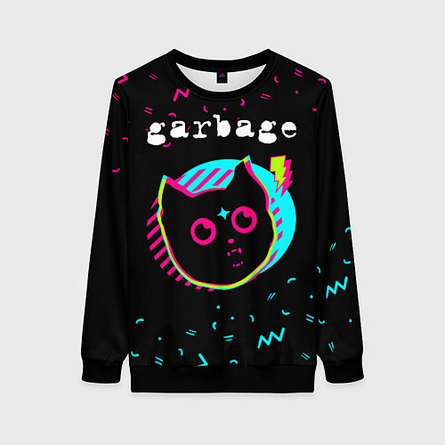 Женский свитшот Garbage - rock star cat / 3D-Черный – фото 1