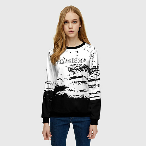 Женский свитшот Deathloop чёрные краски / 3D-Черный – фото 3