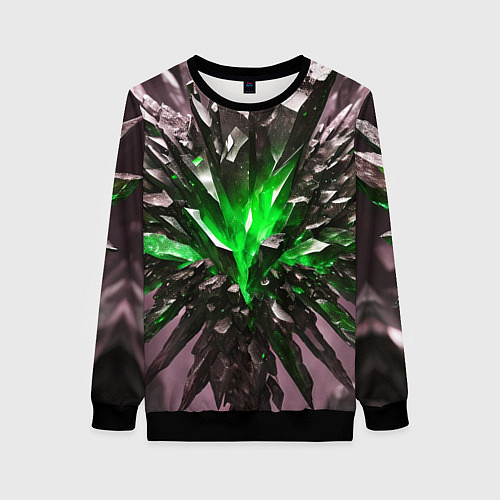 Женский свитшот Драгоценный камень зелёный / 3D-Черный – фото 1