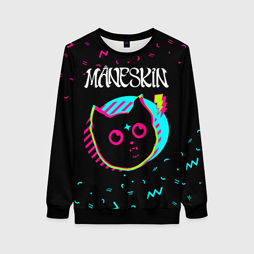 Женский свитшот Maneskin - rock star cat / 3D-Черный – фото 1