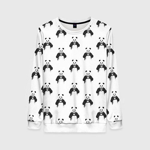 Женский свитшот Panda love - pattern / 3D-Белый – фото 1