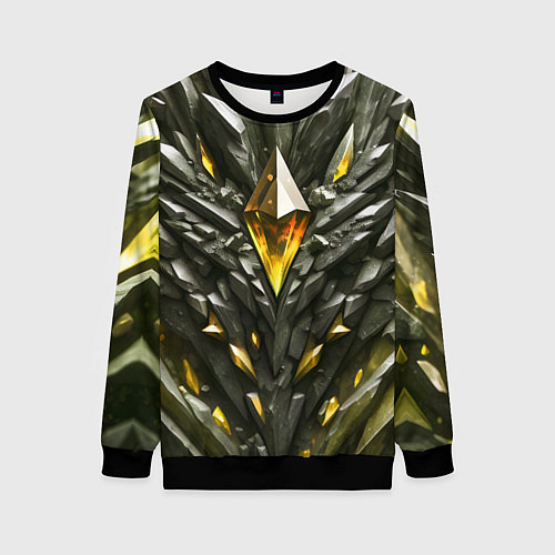 Женский свитшот Камень и золотой кристалл / 3D-Черный – фото 1