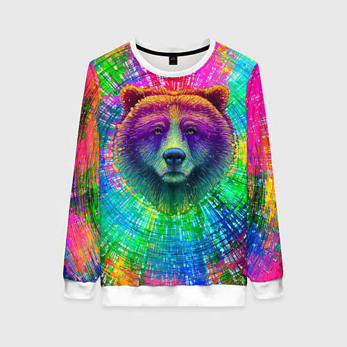 Женский свитшот Цветной медведь / 3D-Белый – фото 1