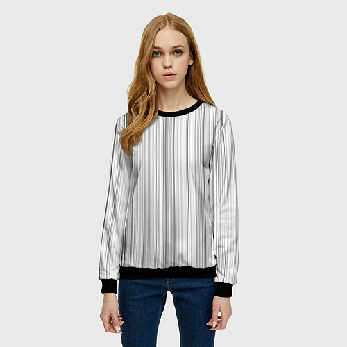 Женский свитшот Полосатая рябь белый / 3D-Черный – фото 3