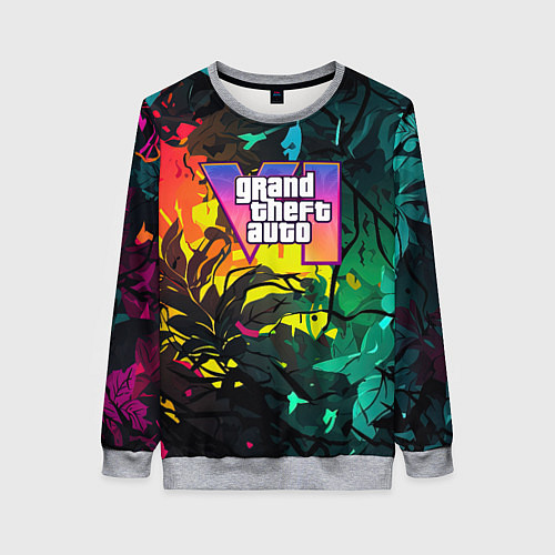 Женский свитшот GTA 6 logo абстрактные листья / 3D-Меланж – фото 1