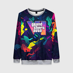 Женский свитшот GTA 6 logo яркий неоновый камуфляжный стиль