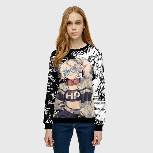 Женский свитшот Фрирен граффити / 3D-Черный – фото 3