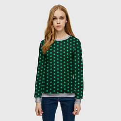 Свитшот женский Паттерн зеленые звездочки, цвет: 3D-меланж — фото 2