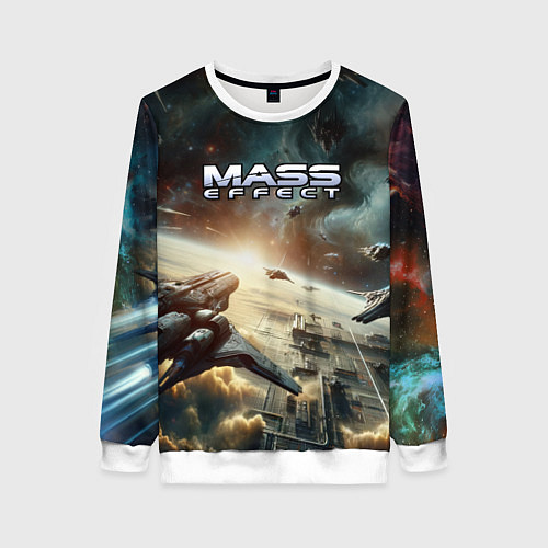 Женский свитшот Масс эффект - космос / 3D-Белый – фото 1