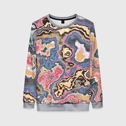 Женский свитшот Мраморный узор разноцветный / 3D-Меланж – фото 1