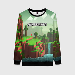 Свитшот женский Minecraft logo квадратный мир игры, цвет: 3D-черный