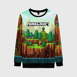 Свитшот женский Minecraft logo квадратный мир, цвет: 3D-черный
