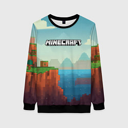 Свитшот женский Minecraft logo квадратный мир, цвет: 3D-черный