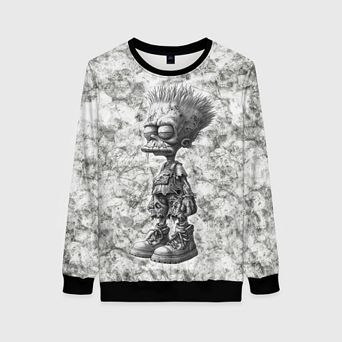 Женский свитшот Барт зомби / 3D-Черный – фото 1