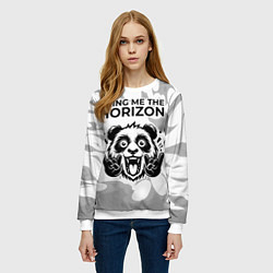 Свитшот женский Bring Me the Horizon рок панда на светлом фоне, цвет: 3D-белый — фото 2