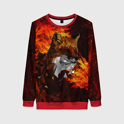 Женский свитшот Fire fox flame / 3D-Красный – фото 1