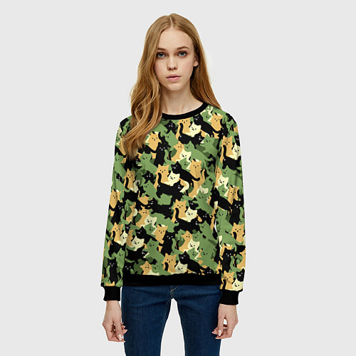 Женский свитшот Котофляж / 3D-Черный – фото 3