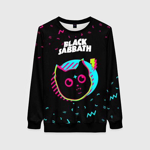 Женский свитшот Black Sabbath - rock star cat / 3D-Черный – фото 1