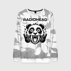 Свитшот женский Radiohead рок панда на светлом фоне, цвет: 3D-белый
