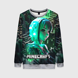 Свитшот женский Minecraft персонаж на острове, цвет: 3D-меланж