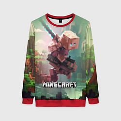 Свитшот женский Персонаж Minecraft ниндзя в прыжке, цвет: 3D-красный