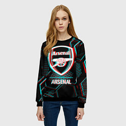 Свитшот женский Arsenal FC в стиле glitch на темном фоне, цвет: 3D-черный — фото 2