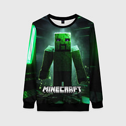 Свитшот женский Minecraft зеленый злой персонаж, цвет: 3D-черный
