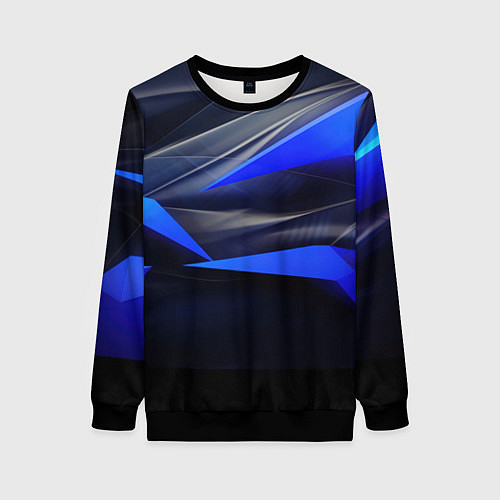 Женский свитшот Black and blue abstract background sport style / 3D-Черный – фото 1