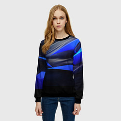 Свитшот женский Black and blue abstract background sport style, цвет: 3D-черный — фото 2