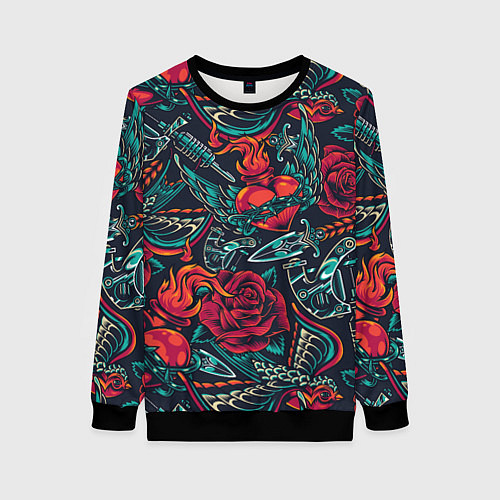 Женский свитшот Тату машинка / 3D-Черный – фото 1