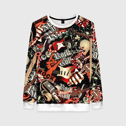 Женский свитшот Рок патерн / 3D-Белый – фото 1
