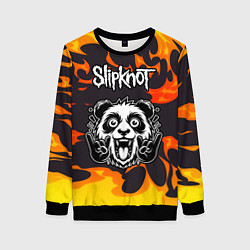 Свитшот женский Slipknot рок панда и огонь, цвет: 3D-черный