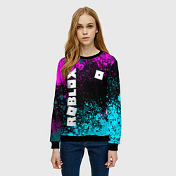 Свитшот женский Роблокс - неоновые брызги, цвет: 3D-черный — фото 2