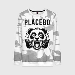 Свитшот женский Placebo рок панда на светлом фоне, цвет: 3D-белый