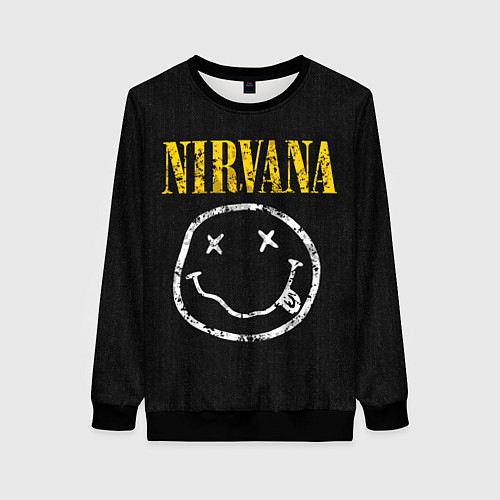 Женский свитшот Джинсовка с nirvana / 3D-Черный – фото 1