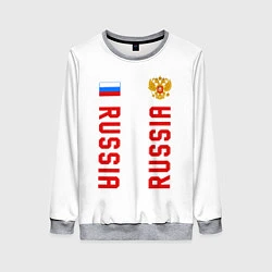 Свитшот женский Россия три полоски на белом фоне, цвет: 3D-меланж