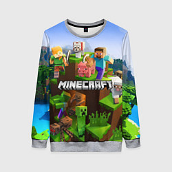 Свитшот женский Minecraft pixel world, цвет: 3D-меланж