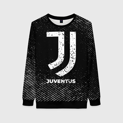 Женский свитшот Juventus с потертостями на темном фоне / 3D-Черный – фото 1