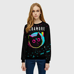 Свитшот женский Paramore - rock star cat, цвет: 3D-черный — фото 2