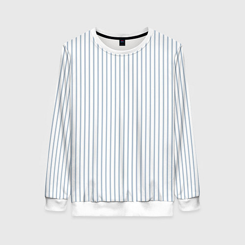 Женский свитшот Белый в голубую тонкую полоску / 3D-Белый – фото 1