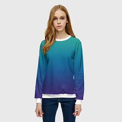 Свитшот женский Градиент зелёно-фиолетовый, цвет: 3D-белый — фото 2