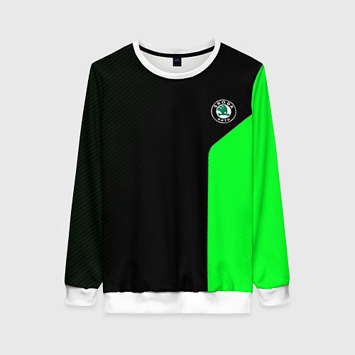 Женский свитшот Skoda pattern sport green / 3D-Белый – фото 1