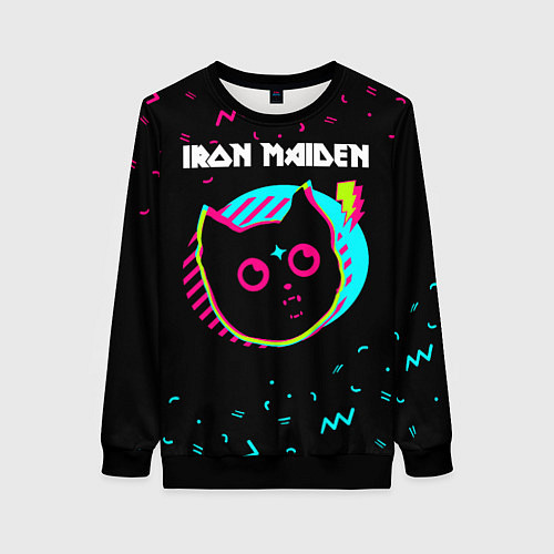 Женский свитшот Iron Maiden - rock star cat / 3D-Черный – фото 1