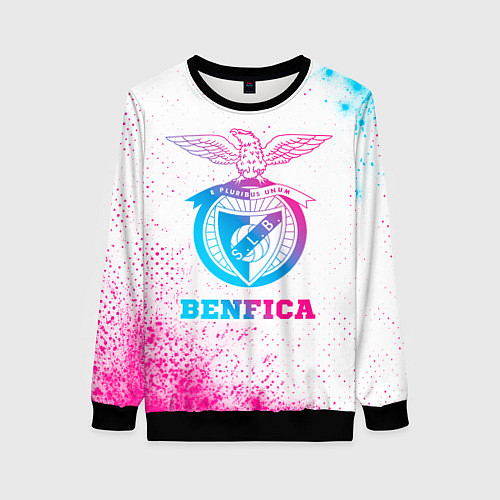 Женский свитшот Benfica neon gradient style / 3D-Черный – фото 1