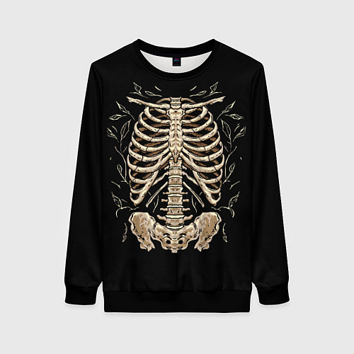Женский свитшот Скелет на груди / 3D-Черный – фото 1