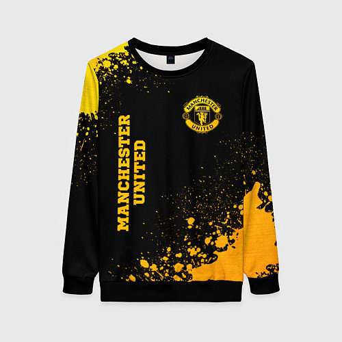 Женский свитшот Manchester United - gold gradient вертикально / 3D-Черный – фото 1