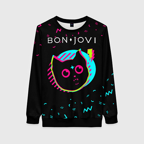 Женский свитшот Bon Jovi - rock star cat / 3D-Черный – фото 1