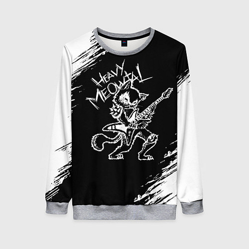 Женский свитшот Кот хэви металл / 3D-Меланж – фото 1