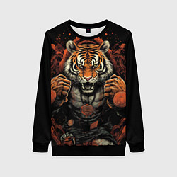 Женский свитшот Муай- Тай тигр в стойке боевые искусства